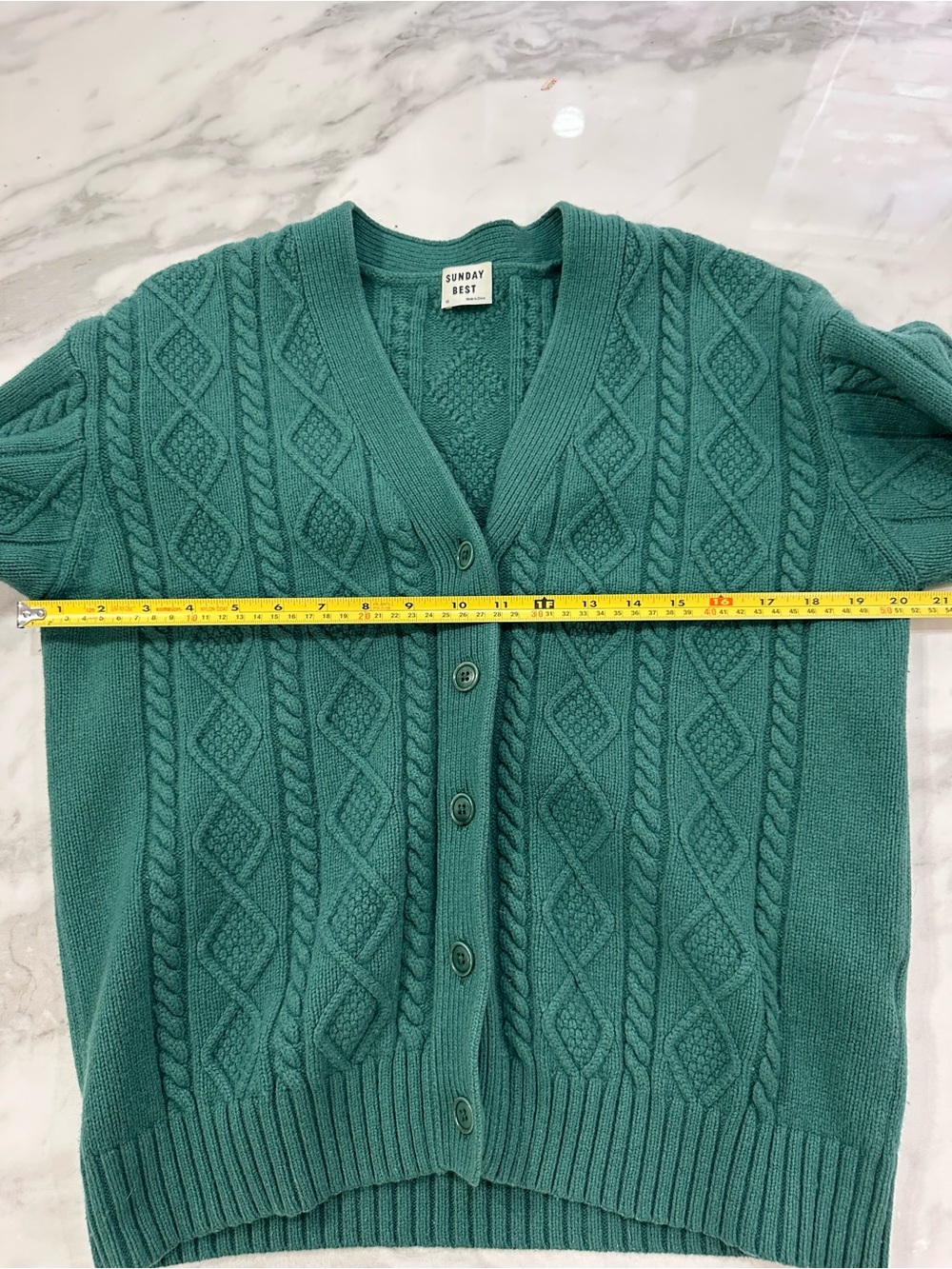 Sunday Best Dark Green Cable Knit Button Cardigan - Picture 11 of 12